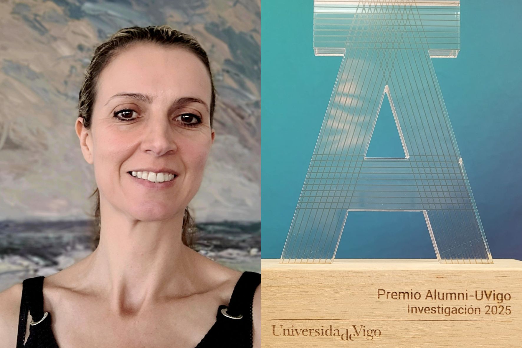 Rosa Figueroa y el premio recibido.